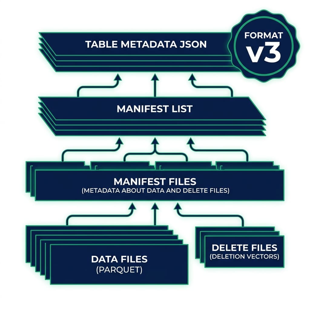 Apache Iceberg v3 table format architecture diagram